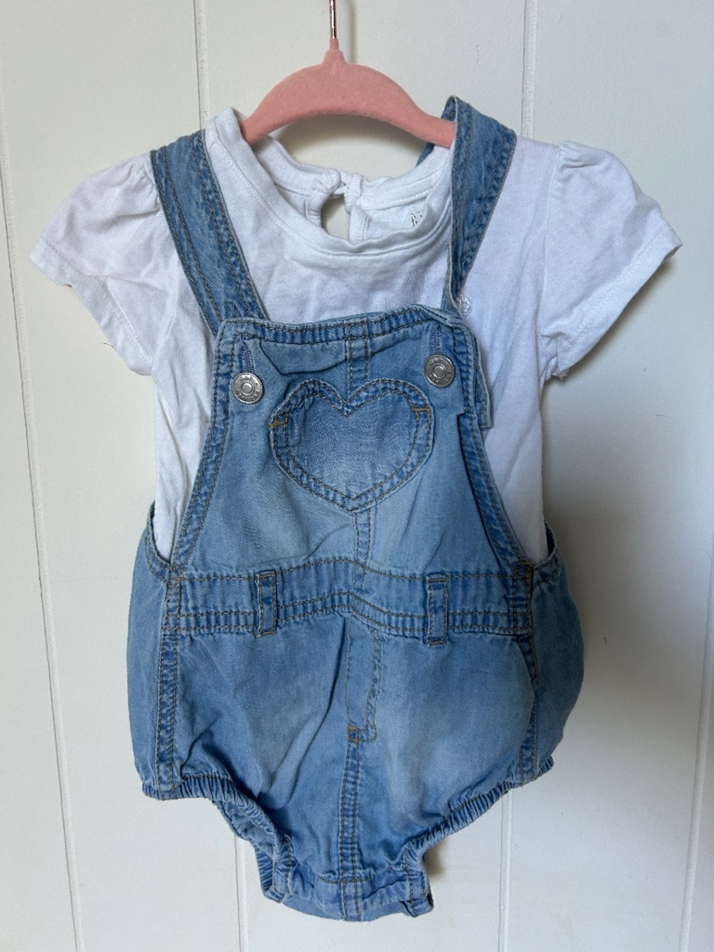 Baby Gap 2 piece denim jumper and white tshirt